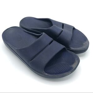 OOFOS Ooahh Slide Sandal Comfort Slip On Shoe Blue Navy Running Women 8 / Men 6
